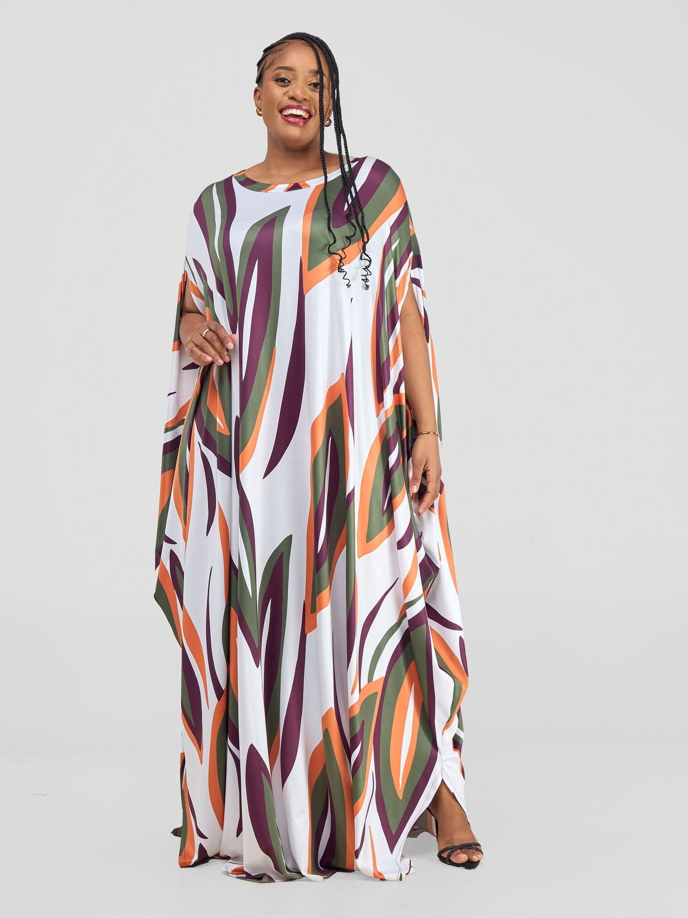 Vivo Kala Slit Maxi Dress - Burgundy / Hunters Bemba Print - Shopzetu