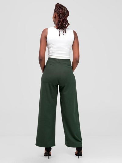 Vivo Upe Wide Leg Pants - Dark Green - Shopzetu