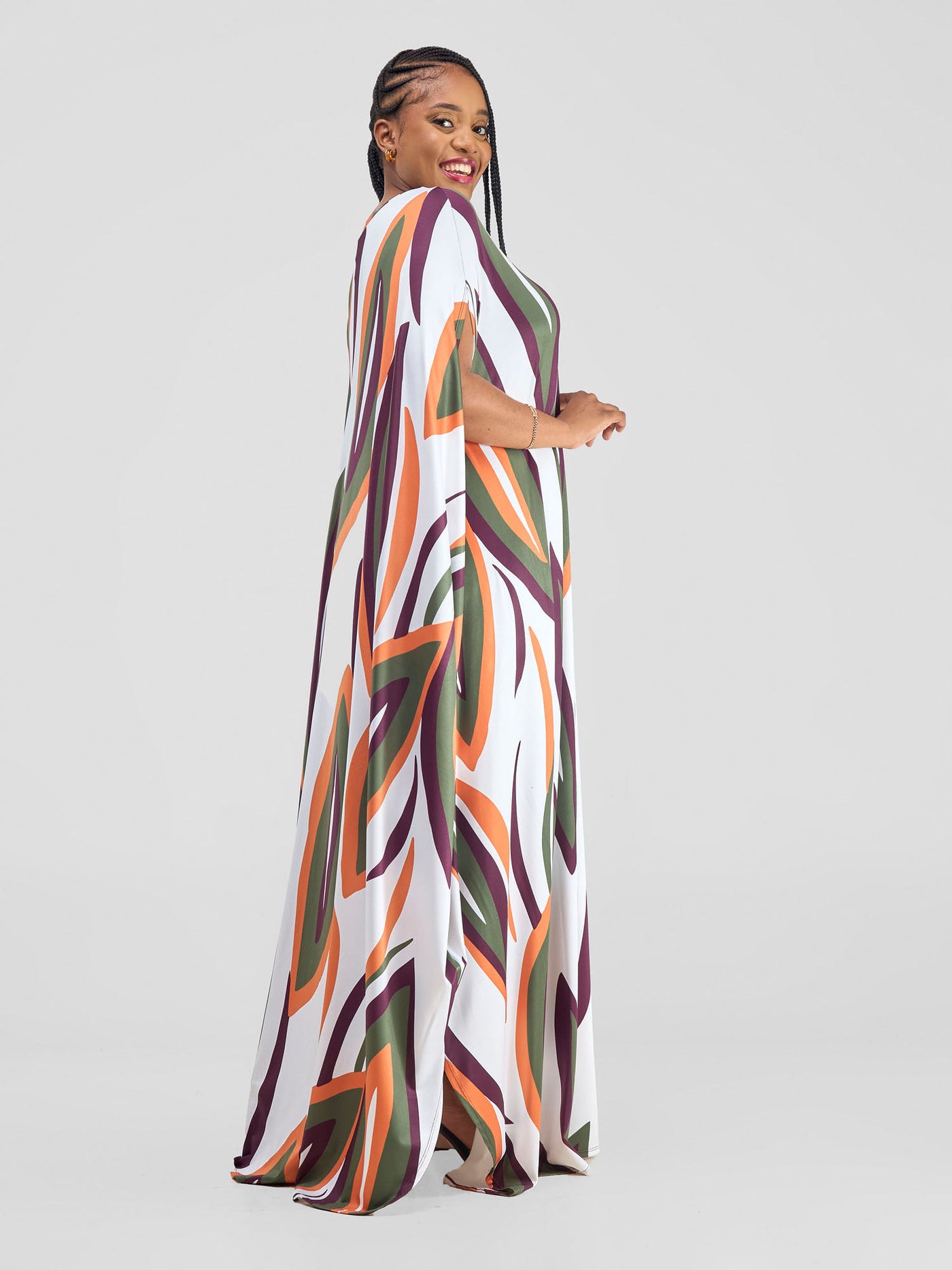 Vivo Kala Slit Maxi Dress - Burgundy / Hunters Bemba Print - Shopzetu