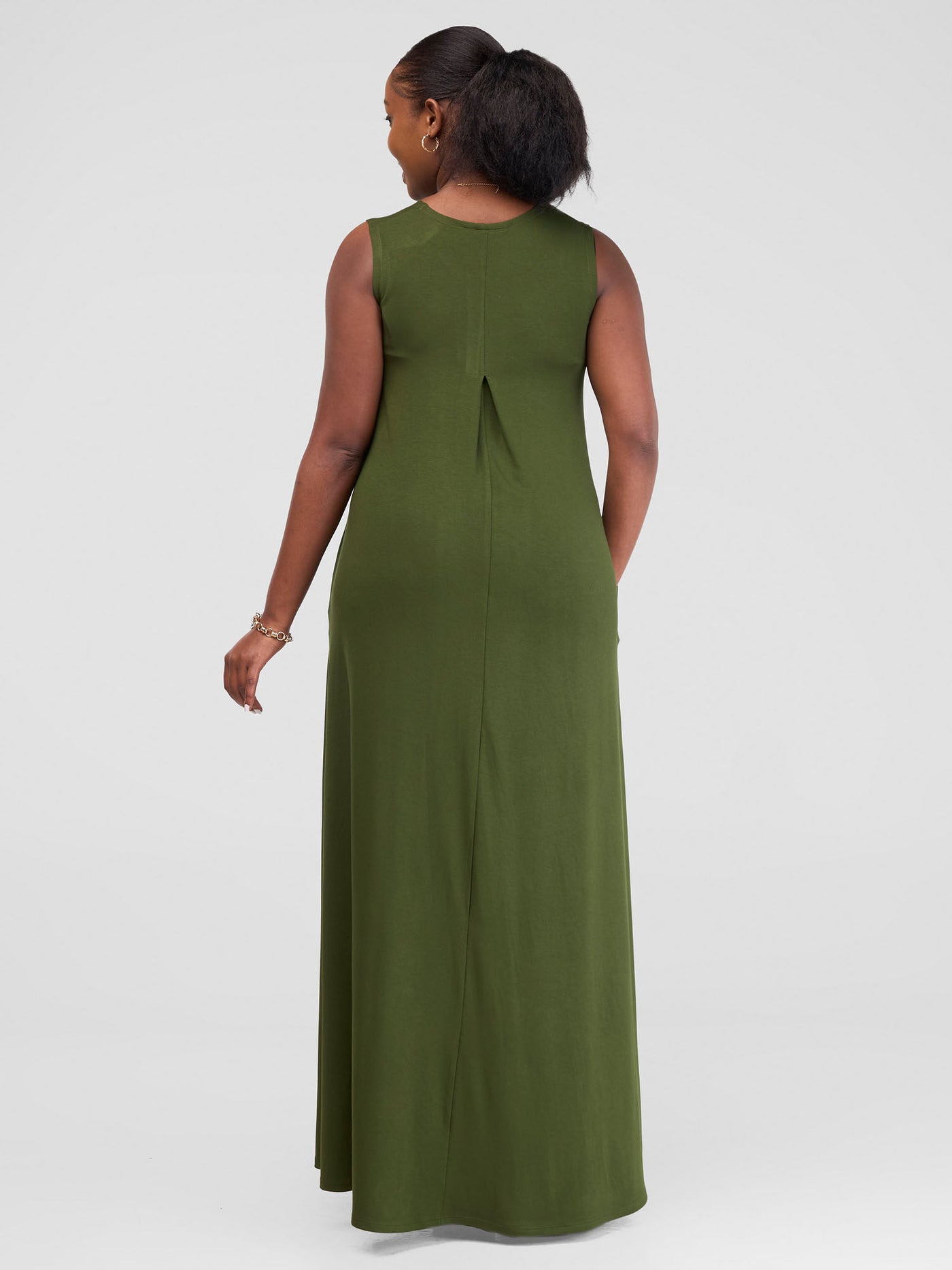 Vivo Basic Julia Back Pleat Maxi Dress - Hunters Green