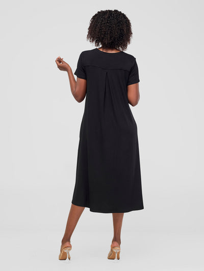 Vivo Safiya Back Pleat Dress - Black