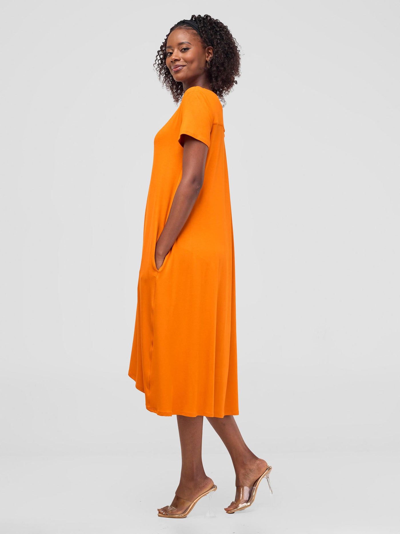 Safiya Back Pleat Dress - Burnt Orange