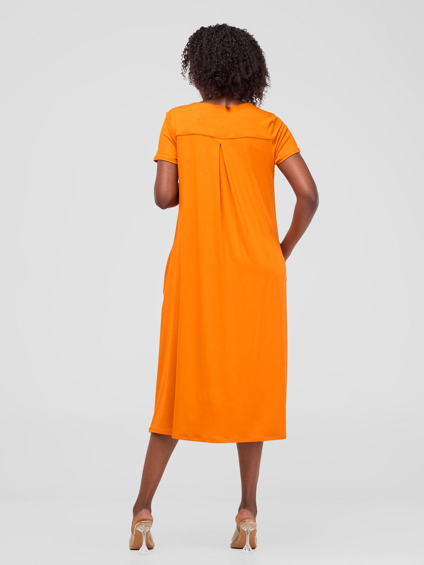 Vivo Safiya Back Pleat Dress - Burnt Orange