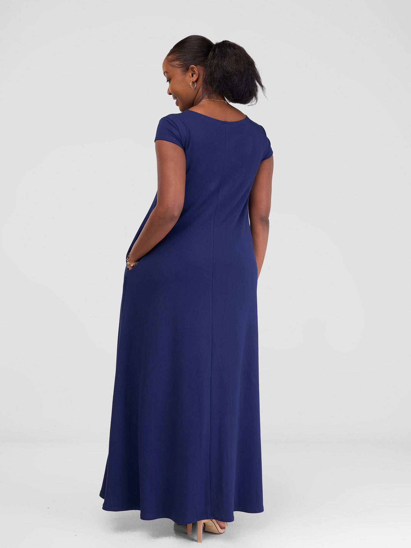 Vivo Leila Cap Sleeve Tent Maxi Dress - Navy Blue