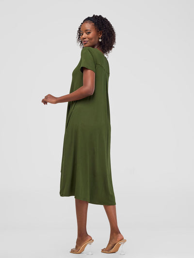 Safiya Back Pleat Dress - Hunters Green