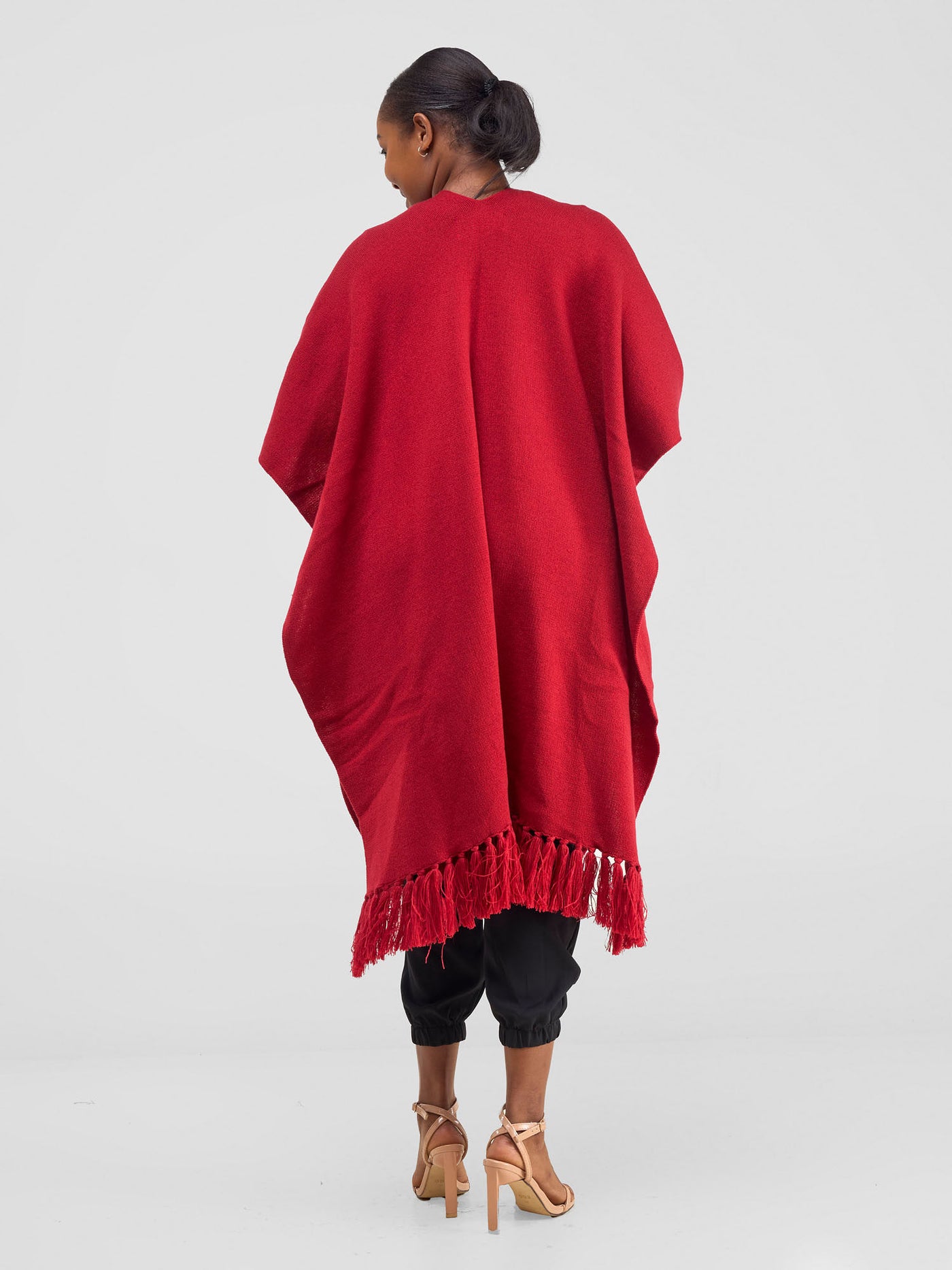 Vivo Basic Double Layered Wrap Poncho - Cherry