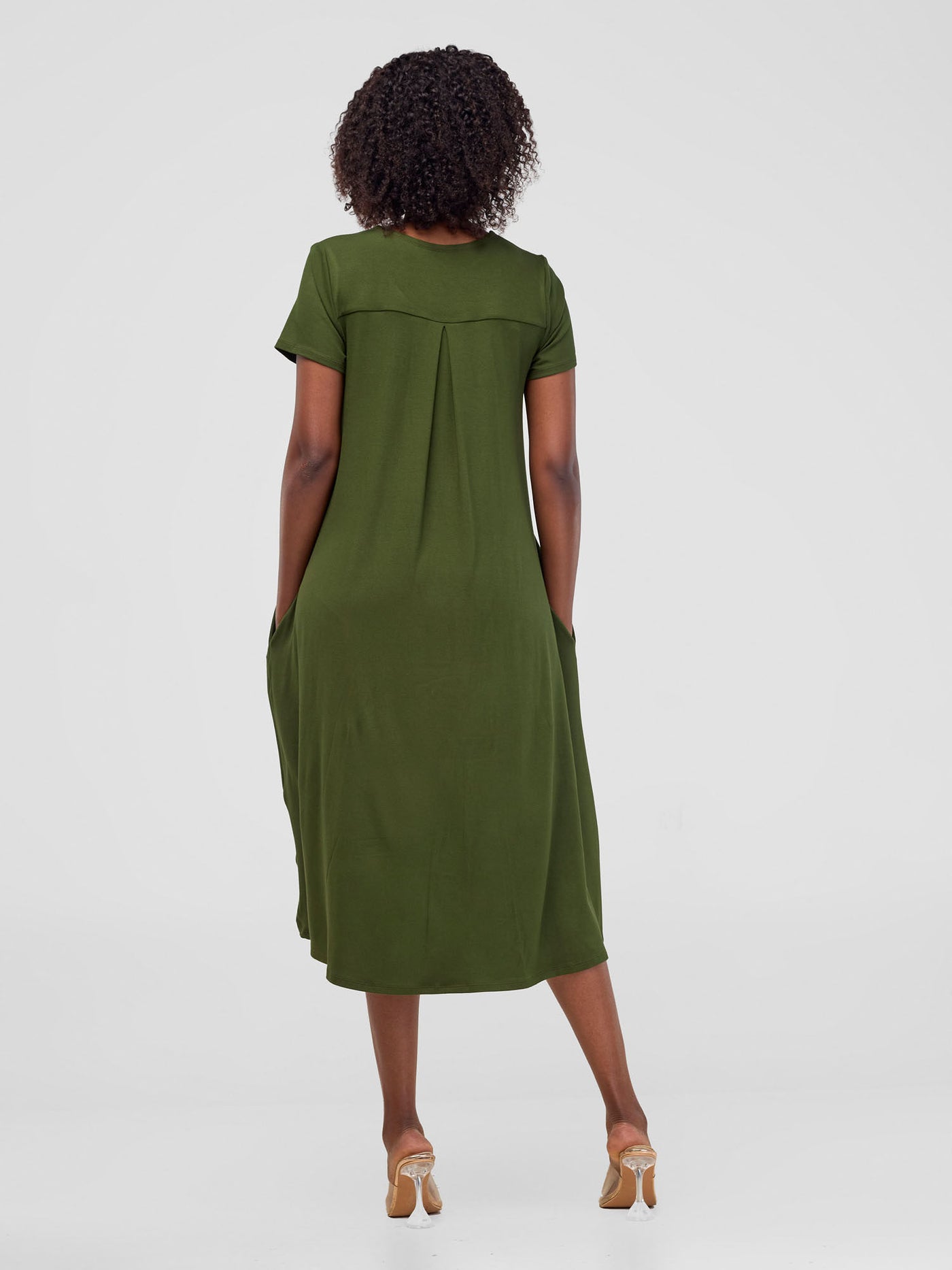 Vivo Safiya Back Pleat Dress - Hunters Green