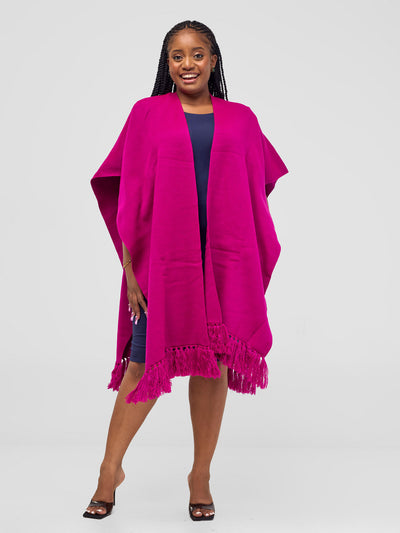 Vivo Basic Double Layered Wrap Poncho - Fuschia - Shopzetu