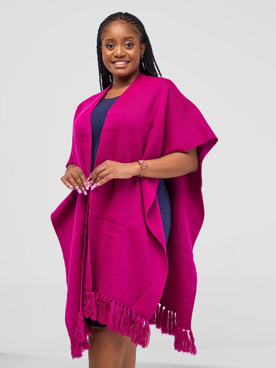 Vivo Basic Double Layered Wrap Poncho - Fuschia - Shopzetu