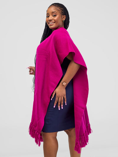 Vivo Basic Double Layered Wrap Poncho - Fuschia - Shopzetu