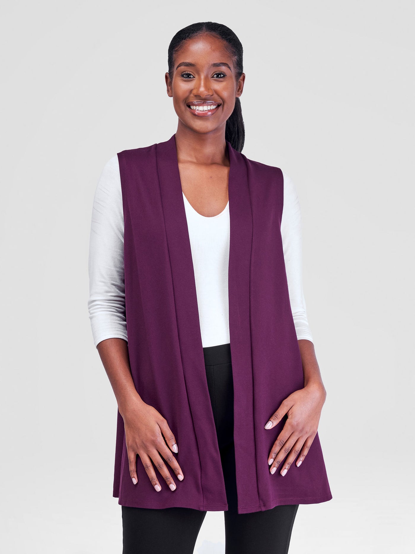 Vivo Azawi Sleeveless Overcoat - Burgundy