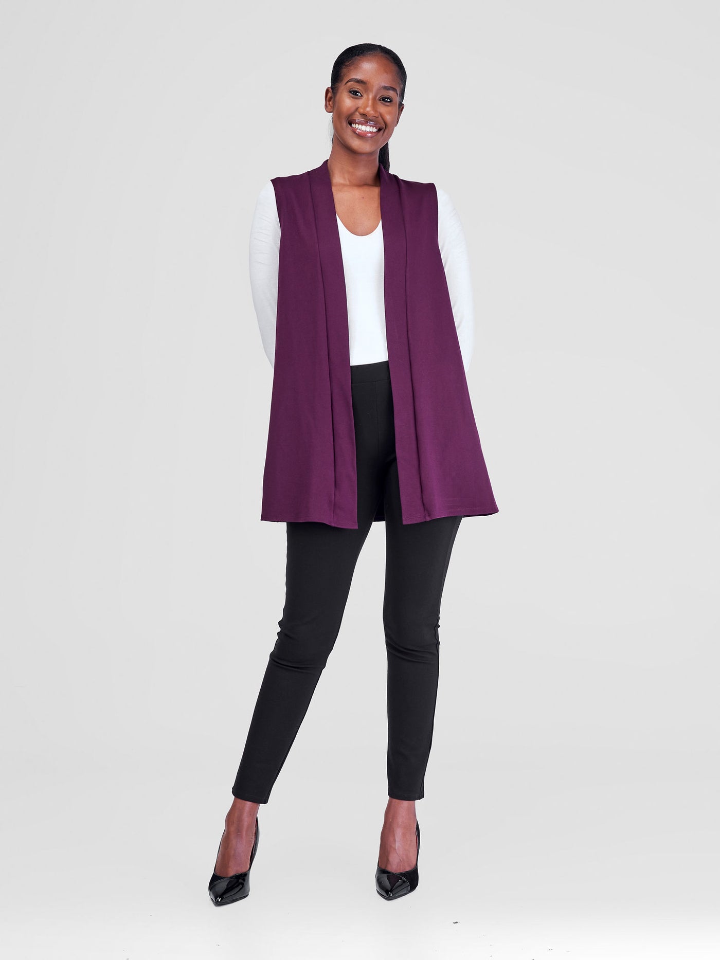 Vivo Azawi Sleeveless Overcoat - Burgundy