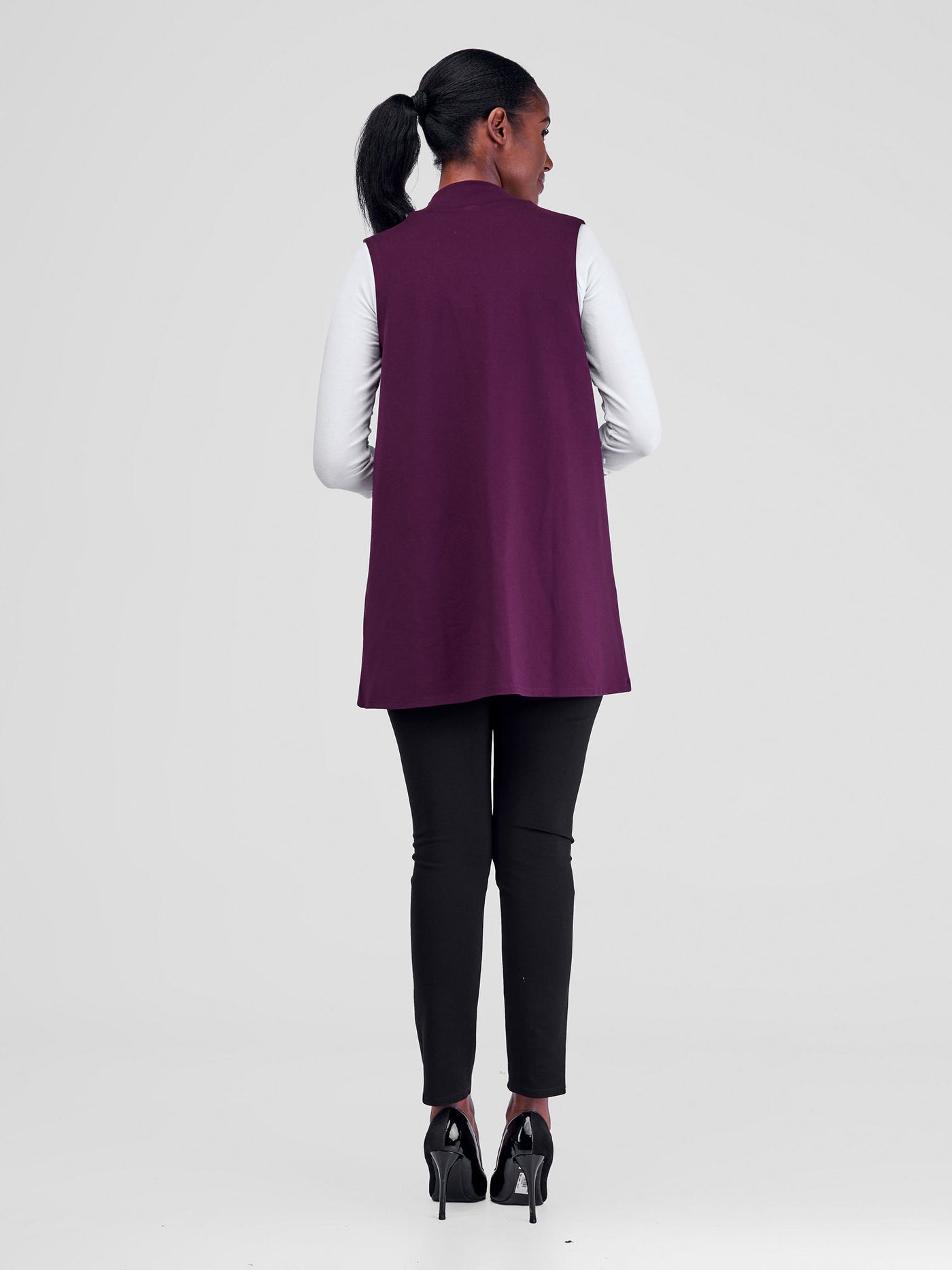 Vivo Azawi Sleeveless Overcoat - Burgundy