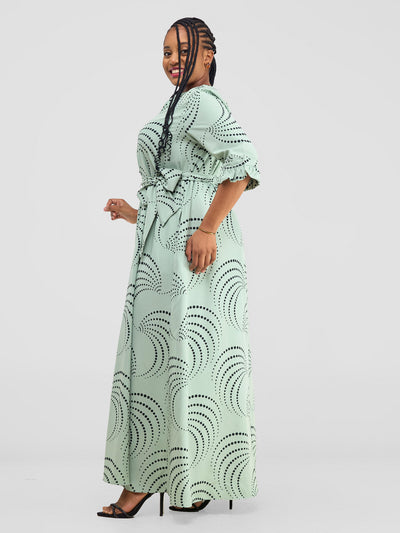 Vivo Nasinka Maxi Shirt Dress - Lime Green / Black Sinka Print