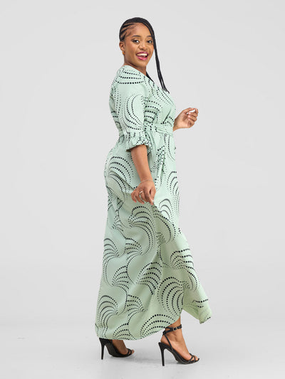 Vivo Nasinka Maxi Shirt Dress - Lime Green / Black Sinka Print