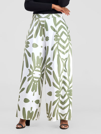 Vivo Kala Palazzo Pants - White / Hunters Ukwi Print