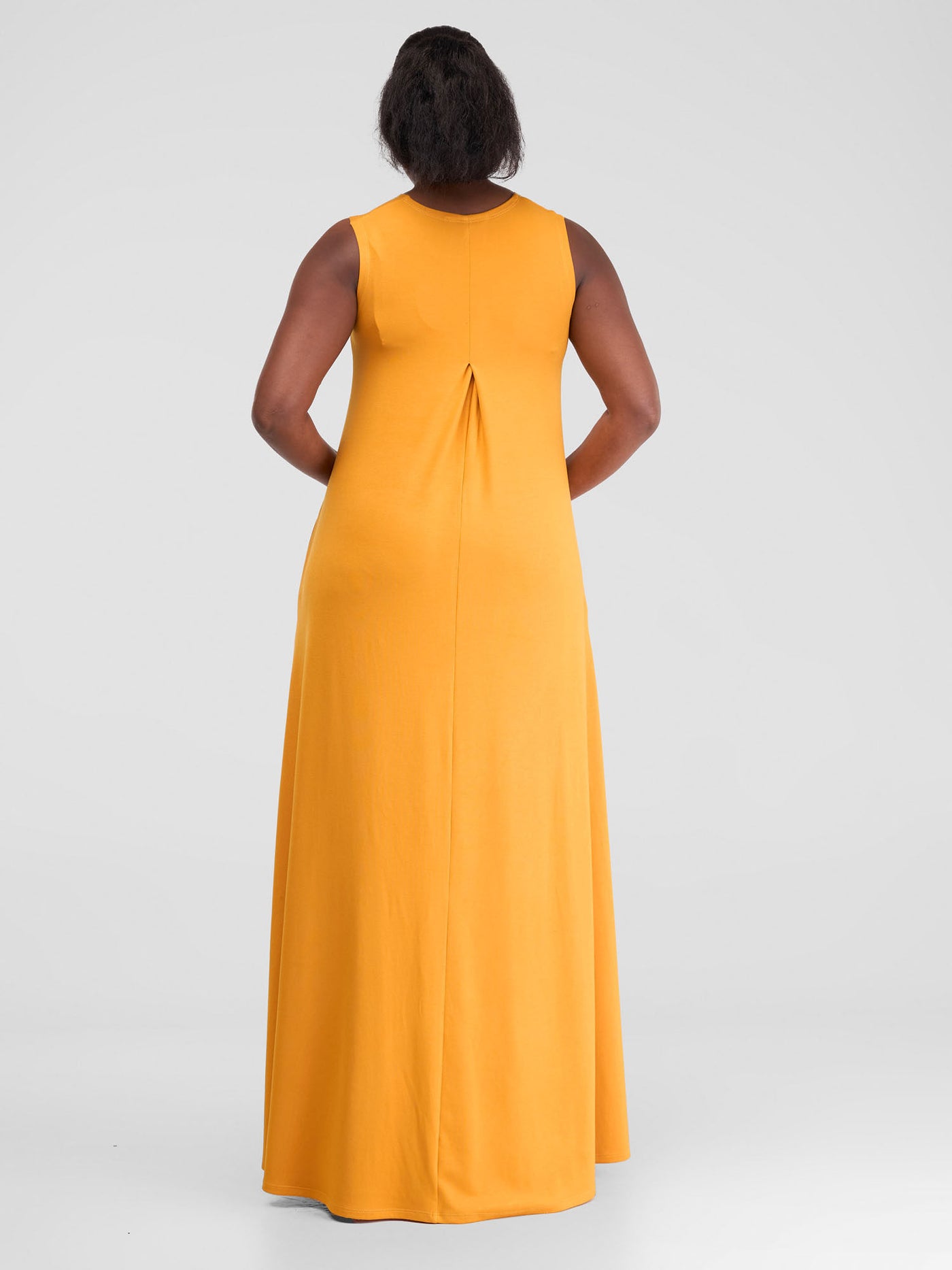 Vivo Basic Julia Back Pleat Maxi Dress - Mustard