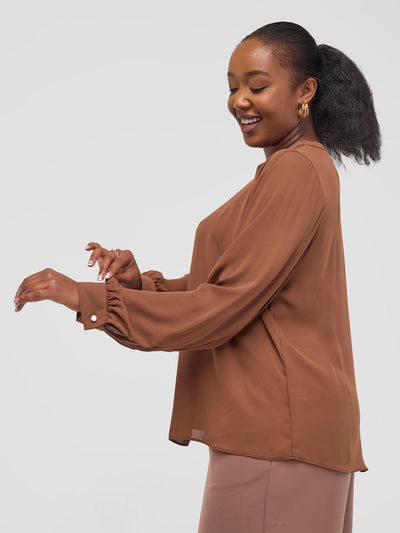 Vivo Alora Long Sleeve Top - Chocolate