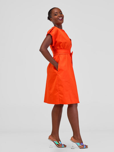 Safari Zene Drop Shoulder Above Knee Dress - Orange