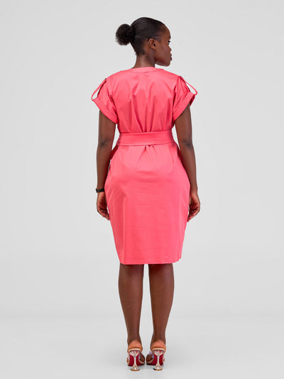 Safari Zene Drop Shoulder Above Knee Dress - Pink