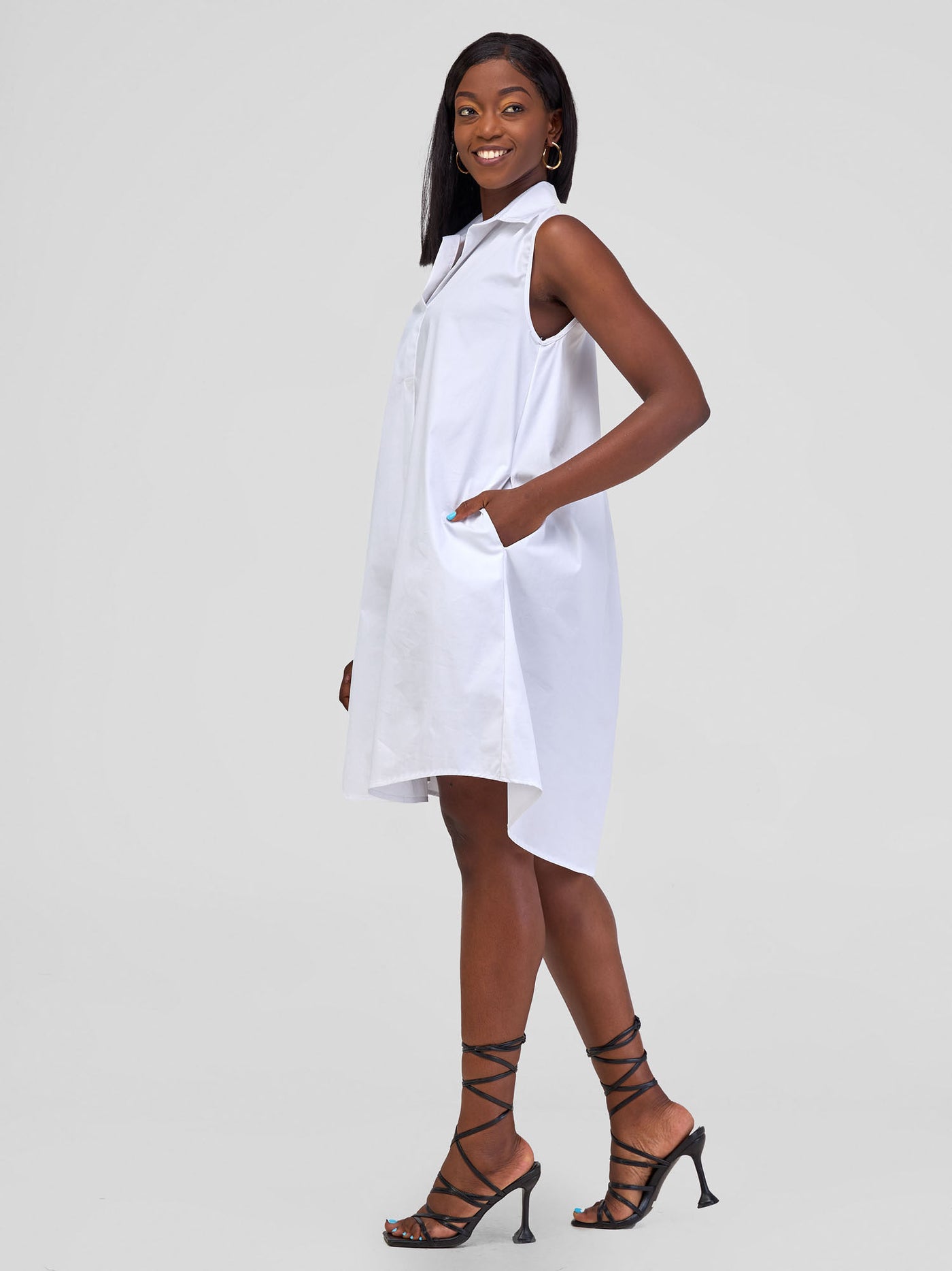 Safari Kaya Sleeveless Tent Shirt Dress - White
