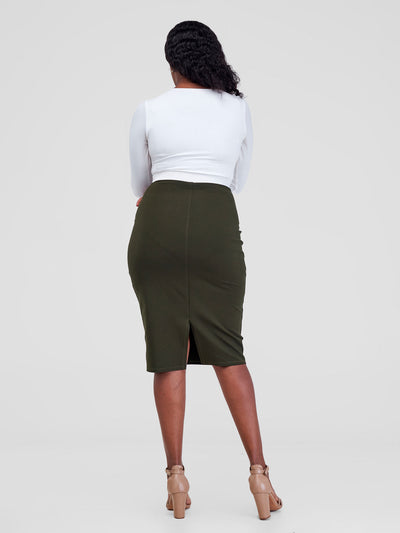 Vivo Azawi Pencil Skirt - Hunters Green / White