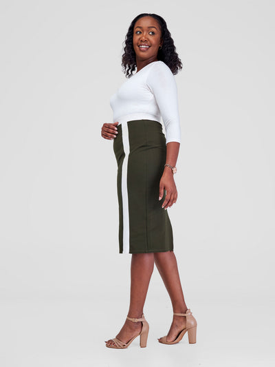 Vivo Azawi Pencil Skirt - Hunters Green / White