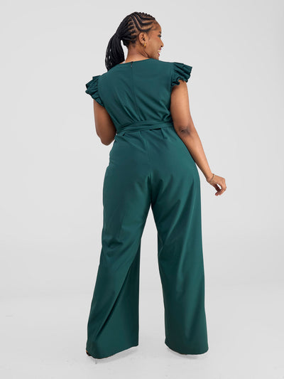 Nasinka Ruffle Sleeve Jumpsuit - Dark Green