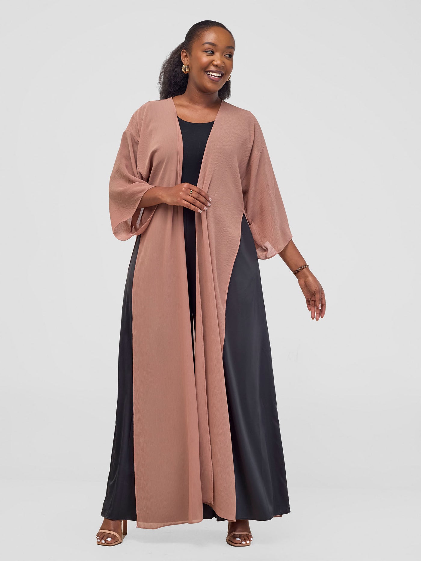 Vivo Basic Nandi High Slit Kimono - Taupe