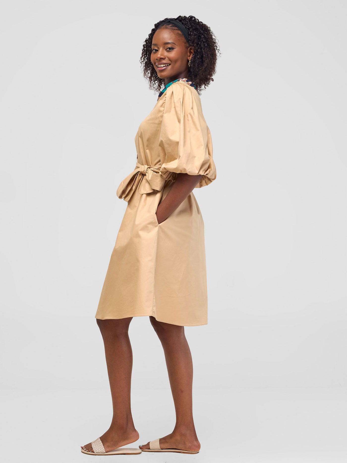 Mali Bishop Sleeve Tent Dress - Khaki