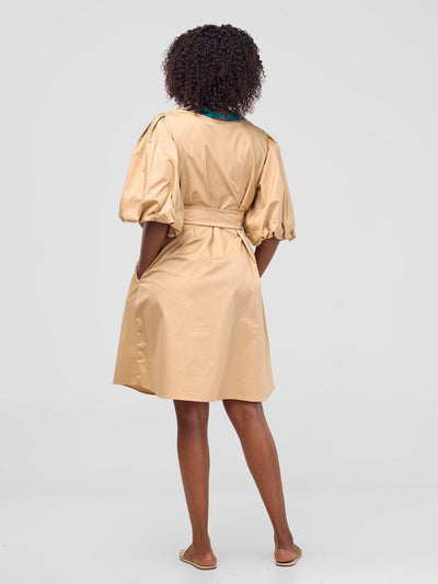 Mali Bishop Sleeve Tent Dress - Khaki