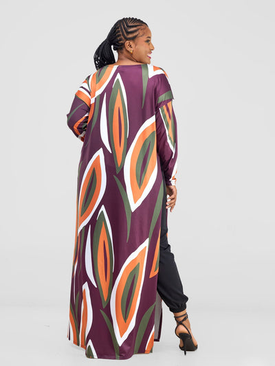 Vivo Kala Loose Maxi Top - Burgundy / Hunters Bemba Print - Shopzetu