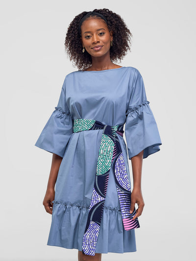 Tawi Flounce Tent Dress - Blue