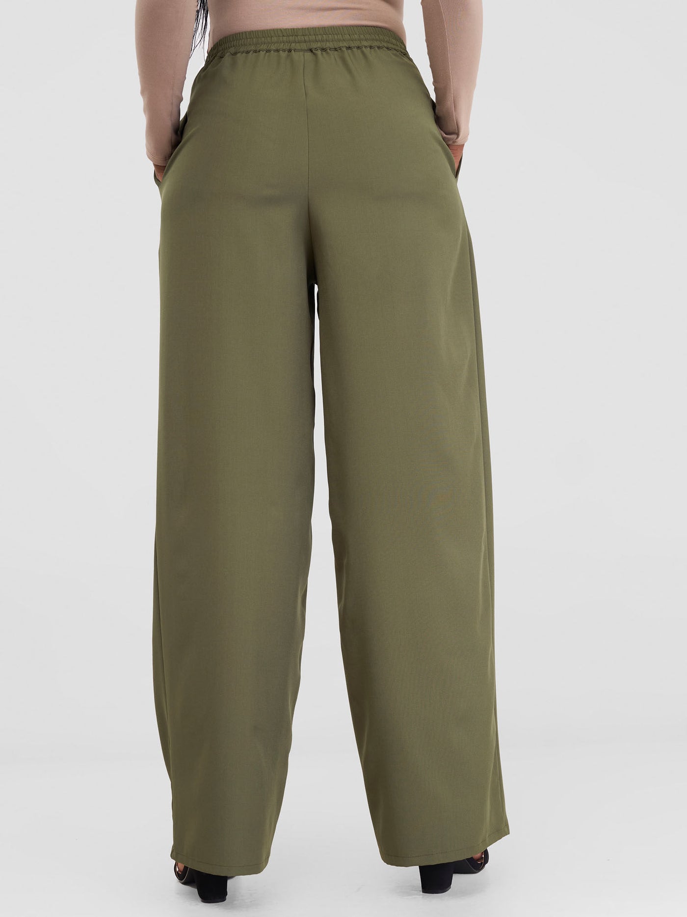 Vivo Zahari Drawstring Wide Leg Pants - Army Green