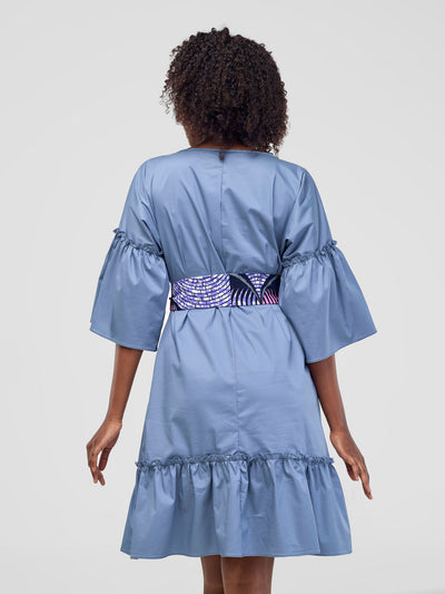 Tawi Flounce Tent Dress - Blue