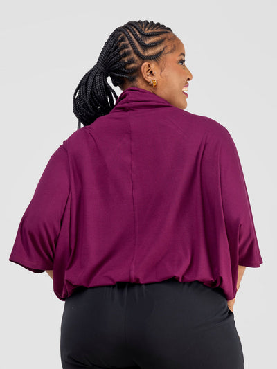 Vivo Kala Gathered Poncho Top - Burgundy