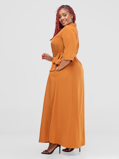 Yumi Maxi Shirt Dress - Terracotta Orange