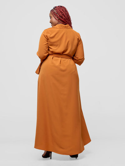 Yumi Maxi Shirt Dress - Terracotta Orange