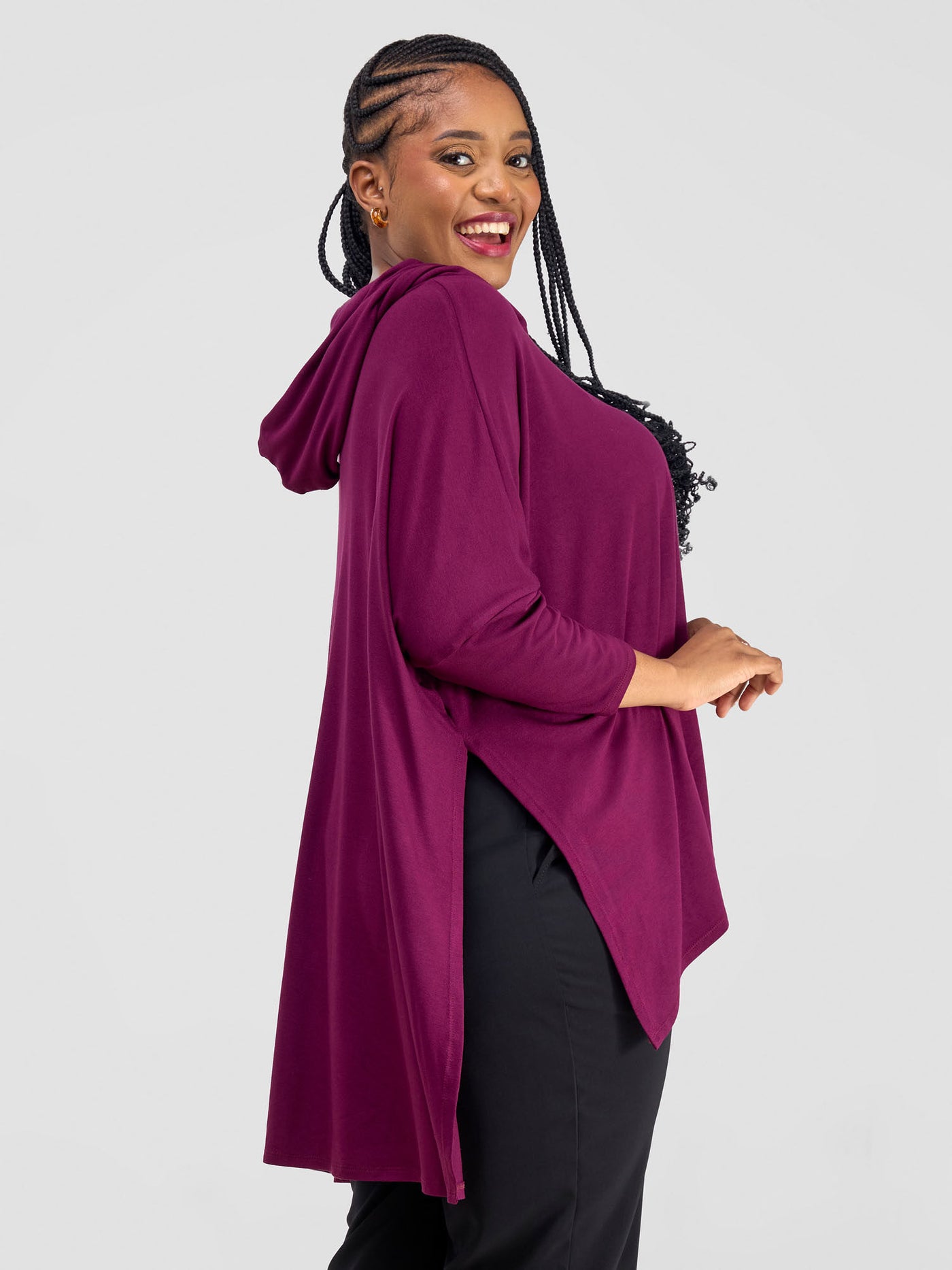 Vivo Kala Hooded Poncho - Burgundy