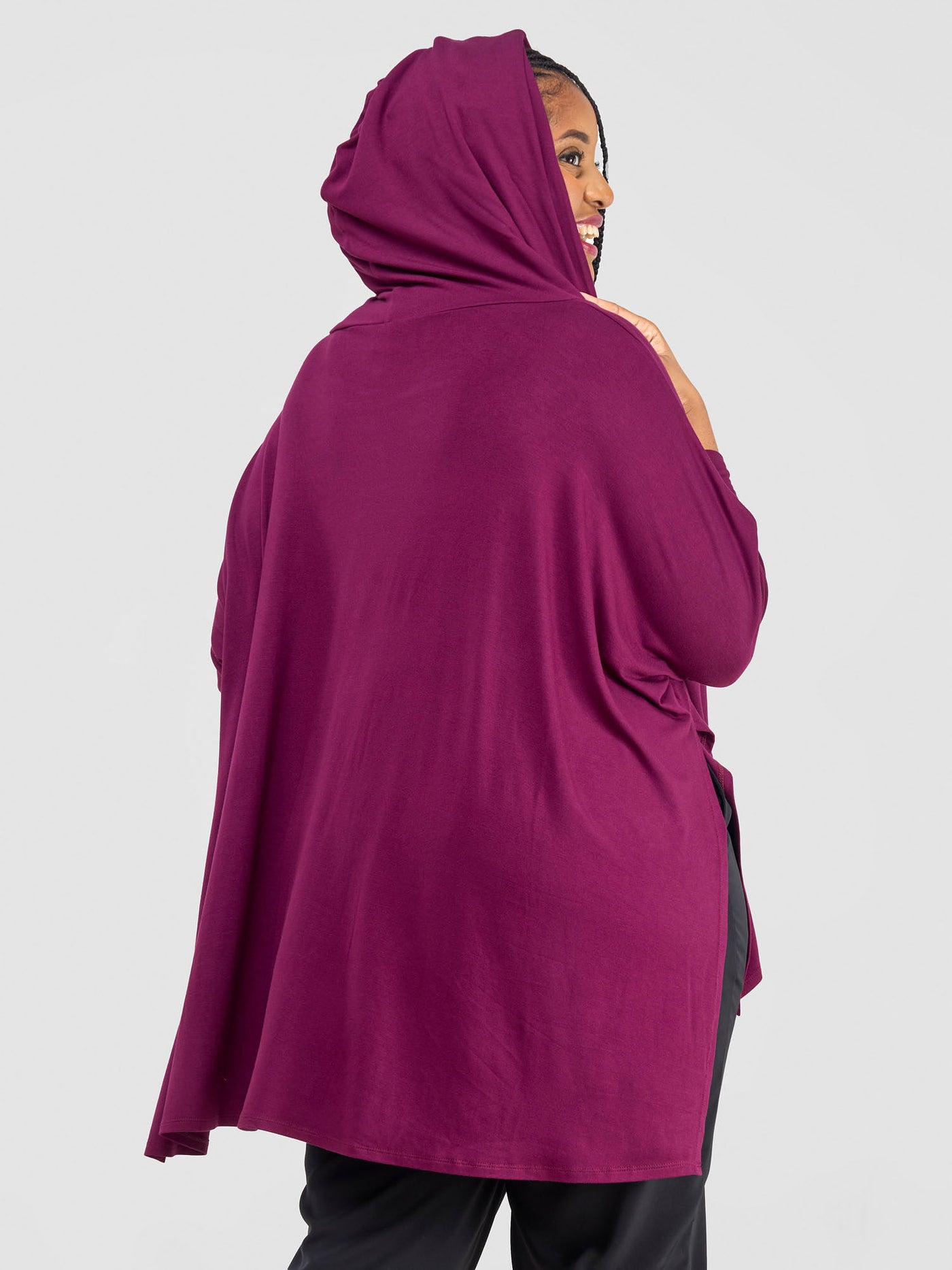 Vivo Kala Hooded Poncho - Burgundy