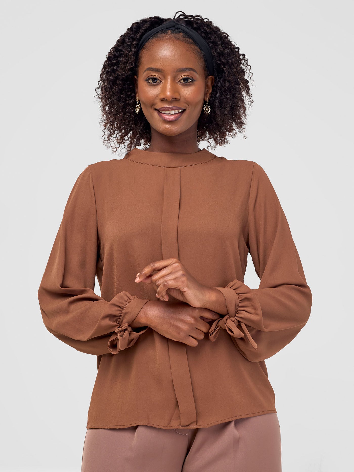 Vivo Alora Round Neck Top - Chocolate