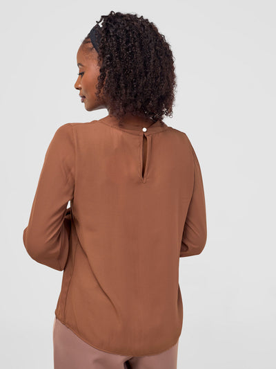 Vivo Alora Round Neck Top - Chocolate