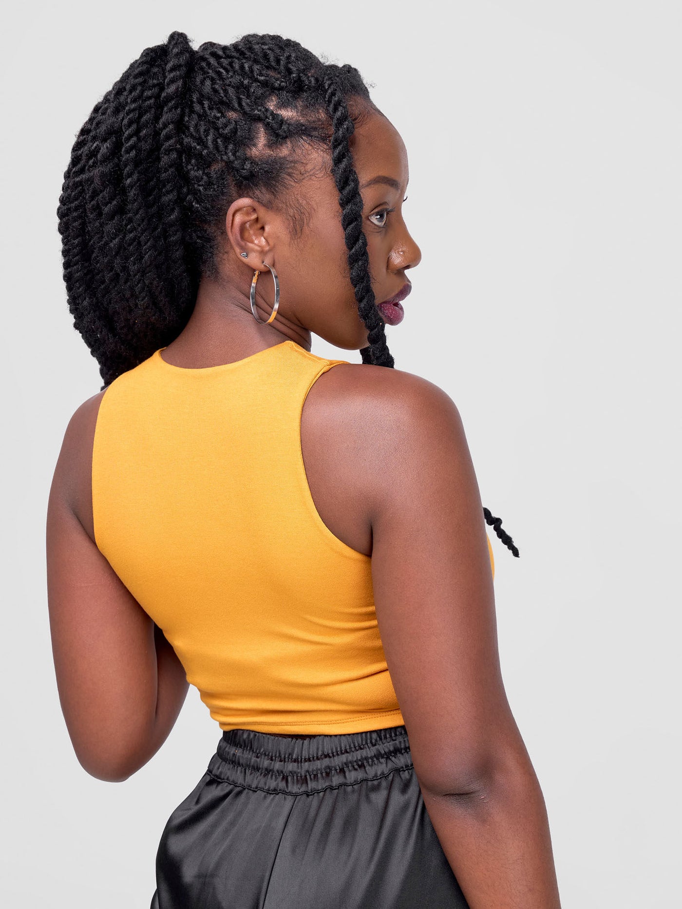 Zoya Basic Racer Back Crop Top - Mustard