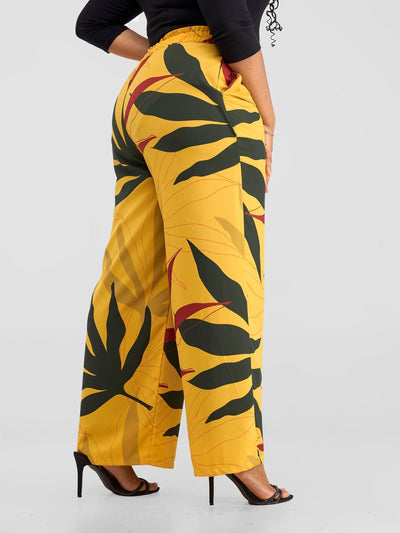 Vivo Kelemi Wide Leg Pants - Mustard / Rust Leke Print - Shopzetu