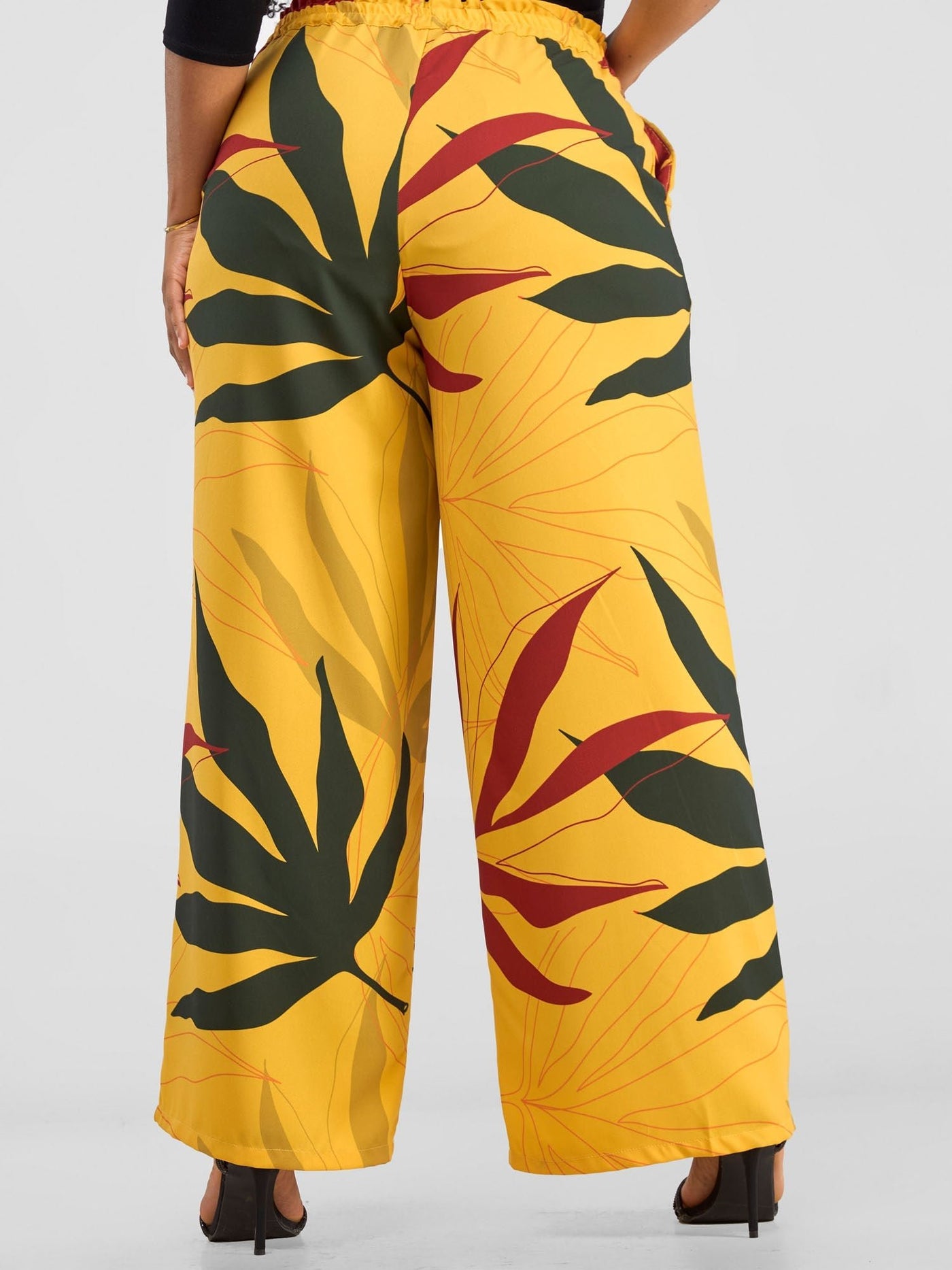 Vivo Kelemi Wide Leg Pants - Mustard / Rust Leke Print - Shopzetu