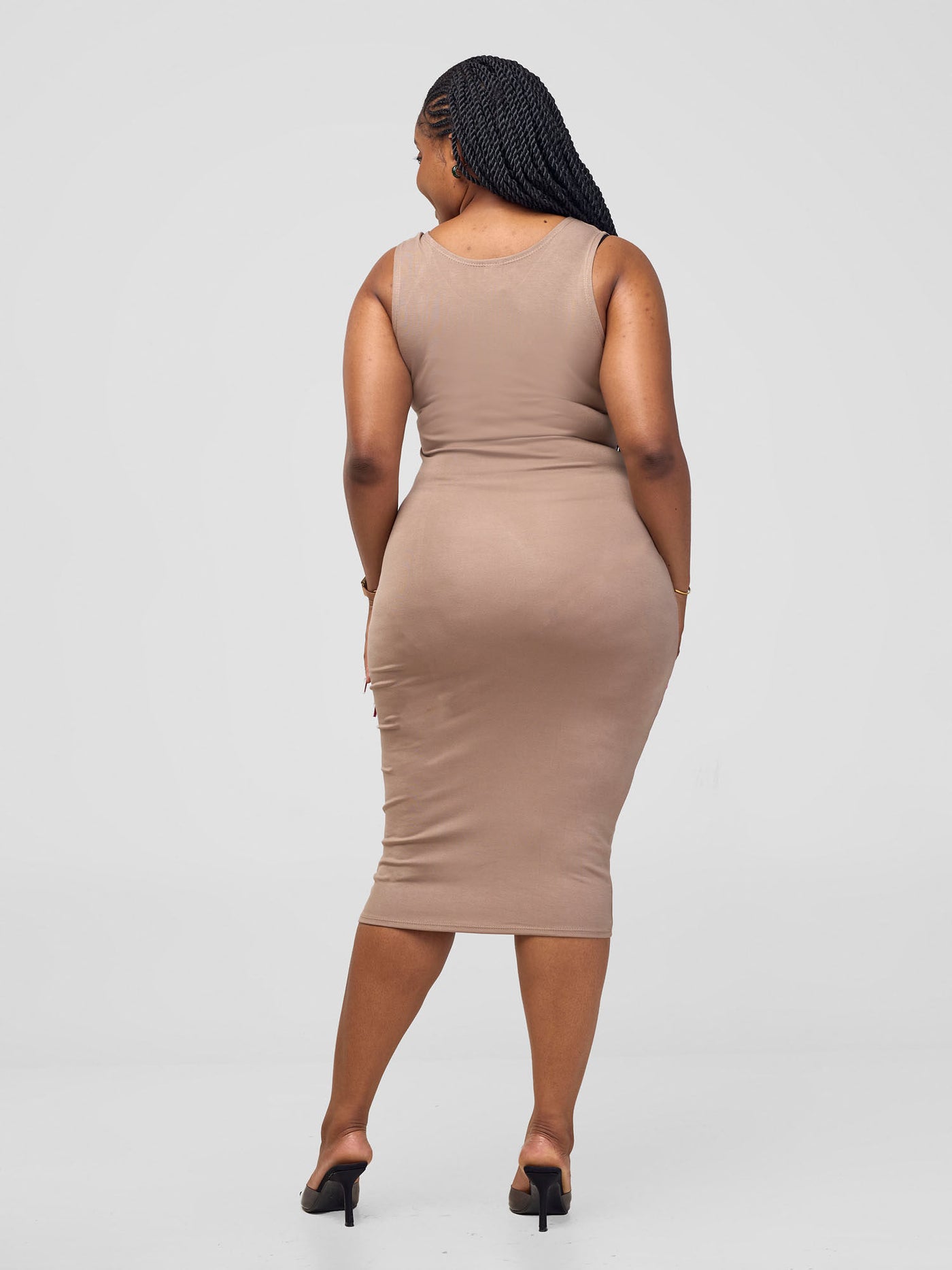 Basic Sleeveless Leila Bodycon Dress - Light Taupe