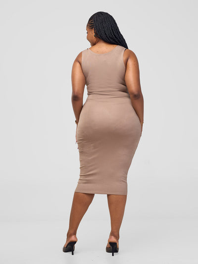 Basic Sleeveless Leila Bodycon Dress - Light Taupe