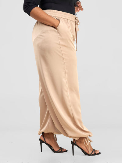 Vivo Satin Drawstring Pants - Capuccino