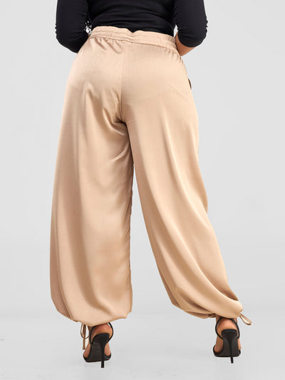 Vivo Satin Drawstring Pants - Capuccino