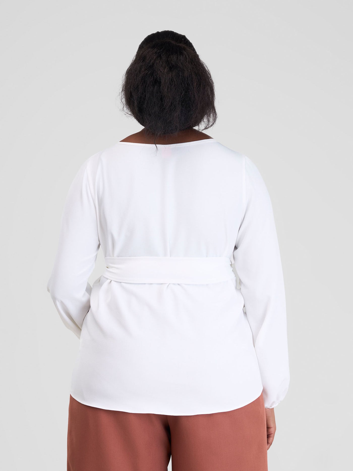 Vivo Zahari Bishop Sleeve Top With Belt - Off White